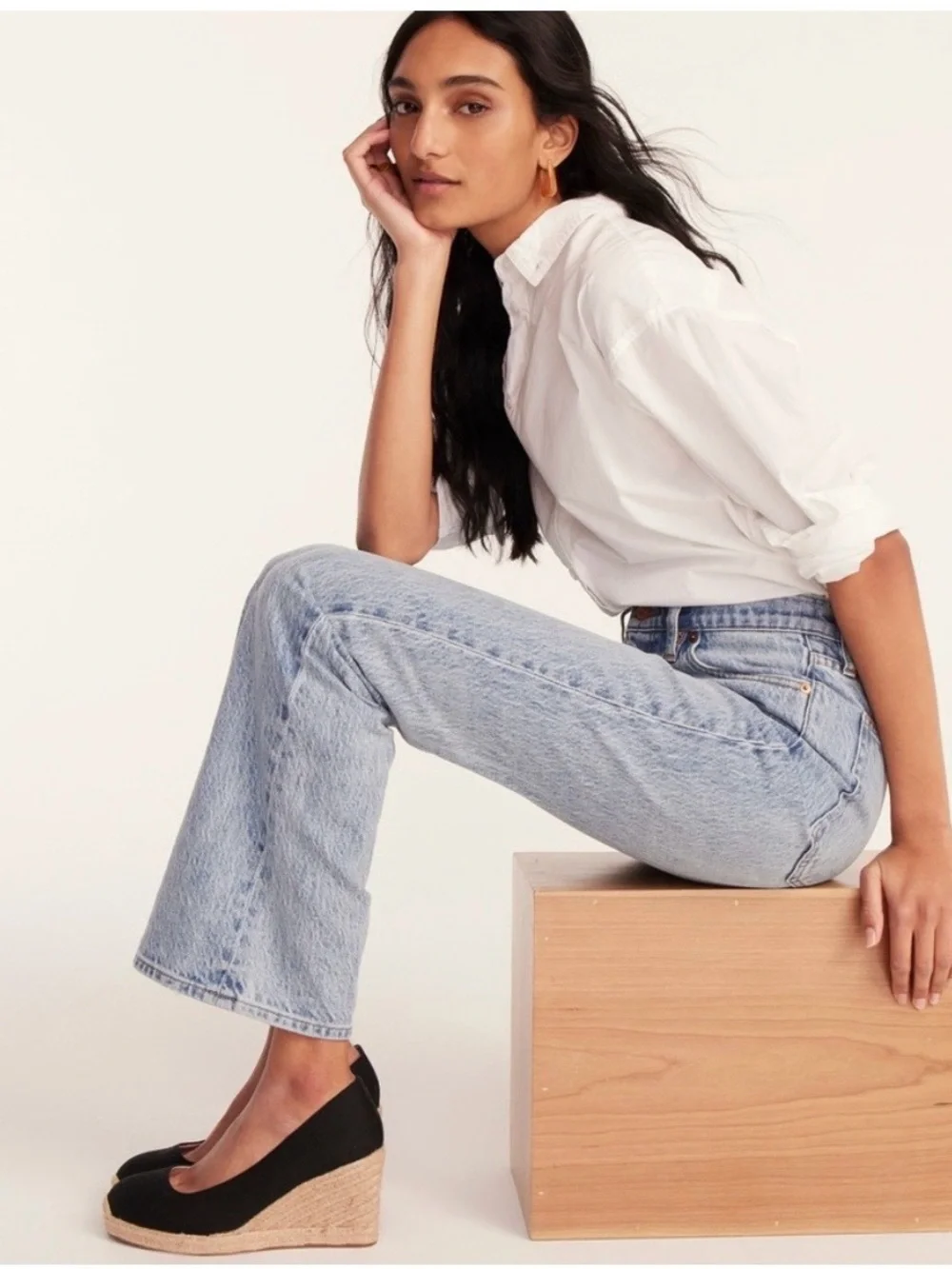 J. Crew Wedge Espadrille in Black Canvas